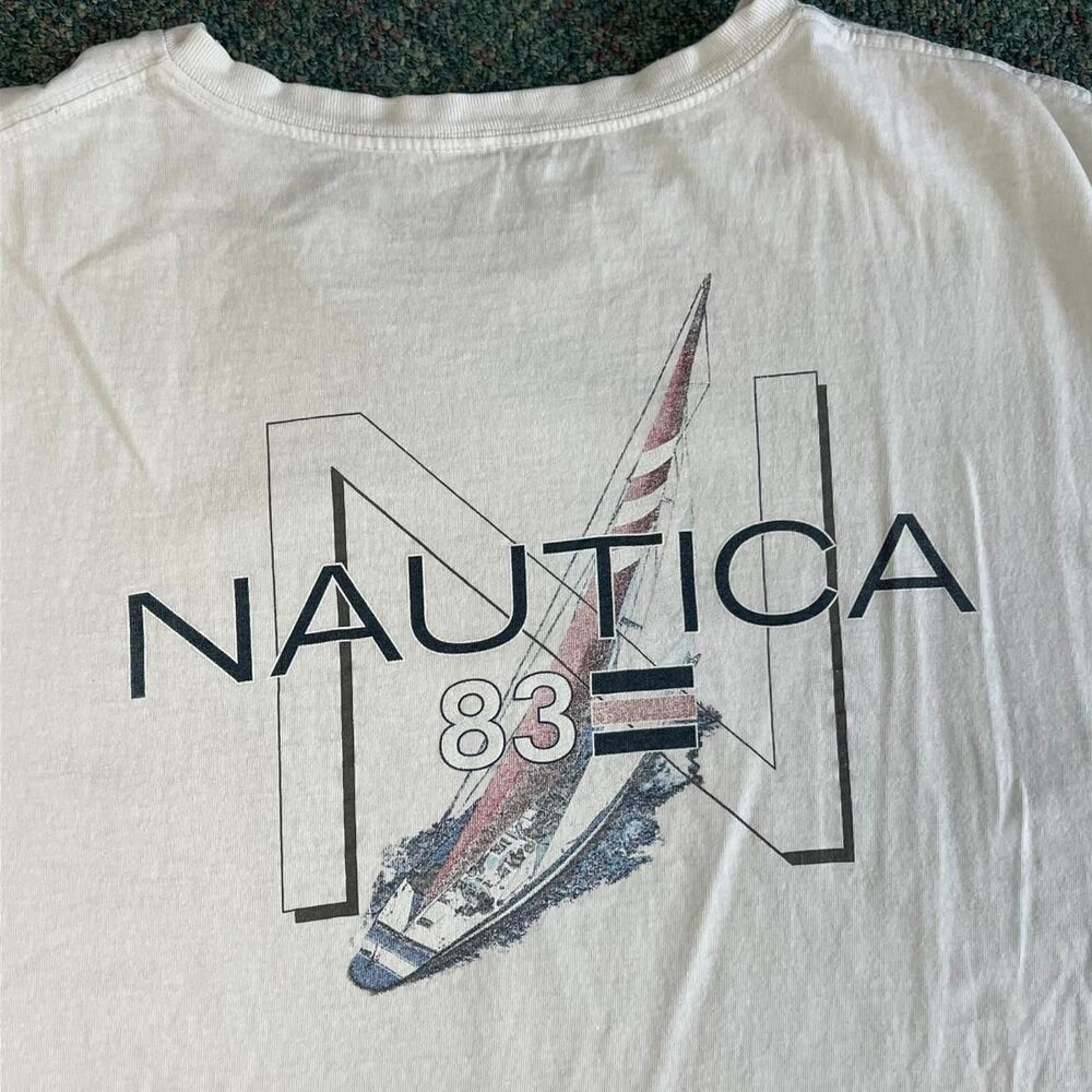 Vintage Nautica white graphic tee